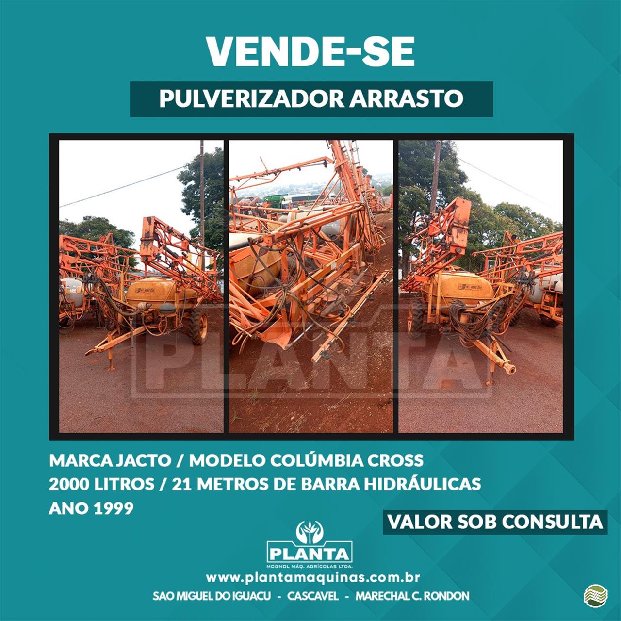 PULVERIZADOR JACTO COLUMBIA CROSS Arrasto Planta Máquinas - Kuhn CASCAVEL PARANÁ PR